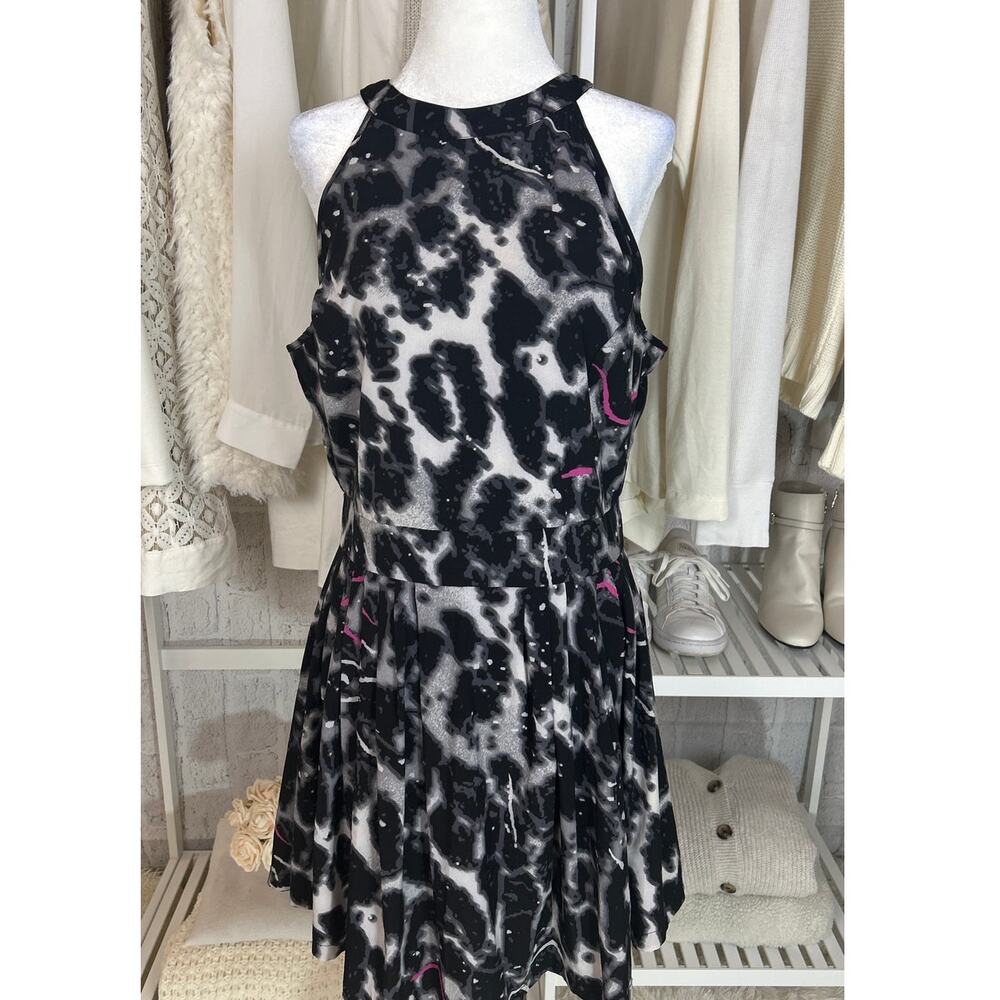 Nicki Minaj Juniors Size 9/10 Black Abstract Animal Print Skater Dress #0503